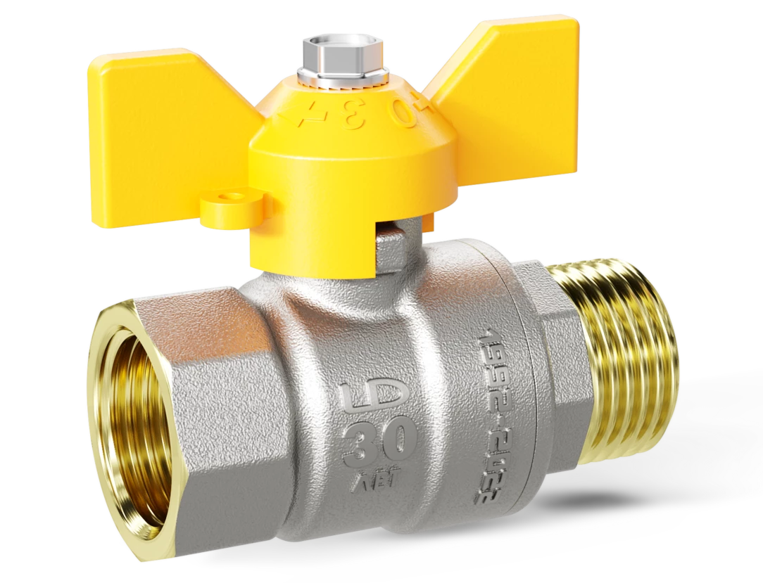 Кран шаровый латунныйLD Pride  газ ВР/НР Ду 20 (3/4") Ру 40 бабочка 