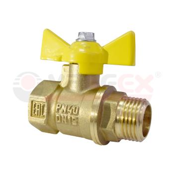 Кран шаровый латунныйVALFEX  11б27п газ ВР/НР Ду 25 (1") Ру 40 бабочка 